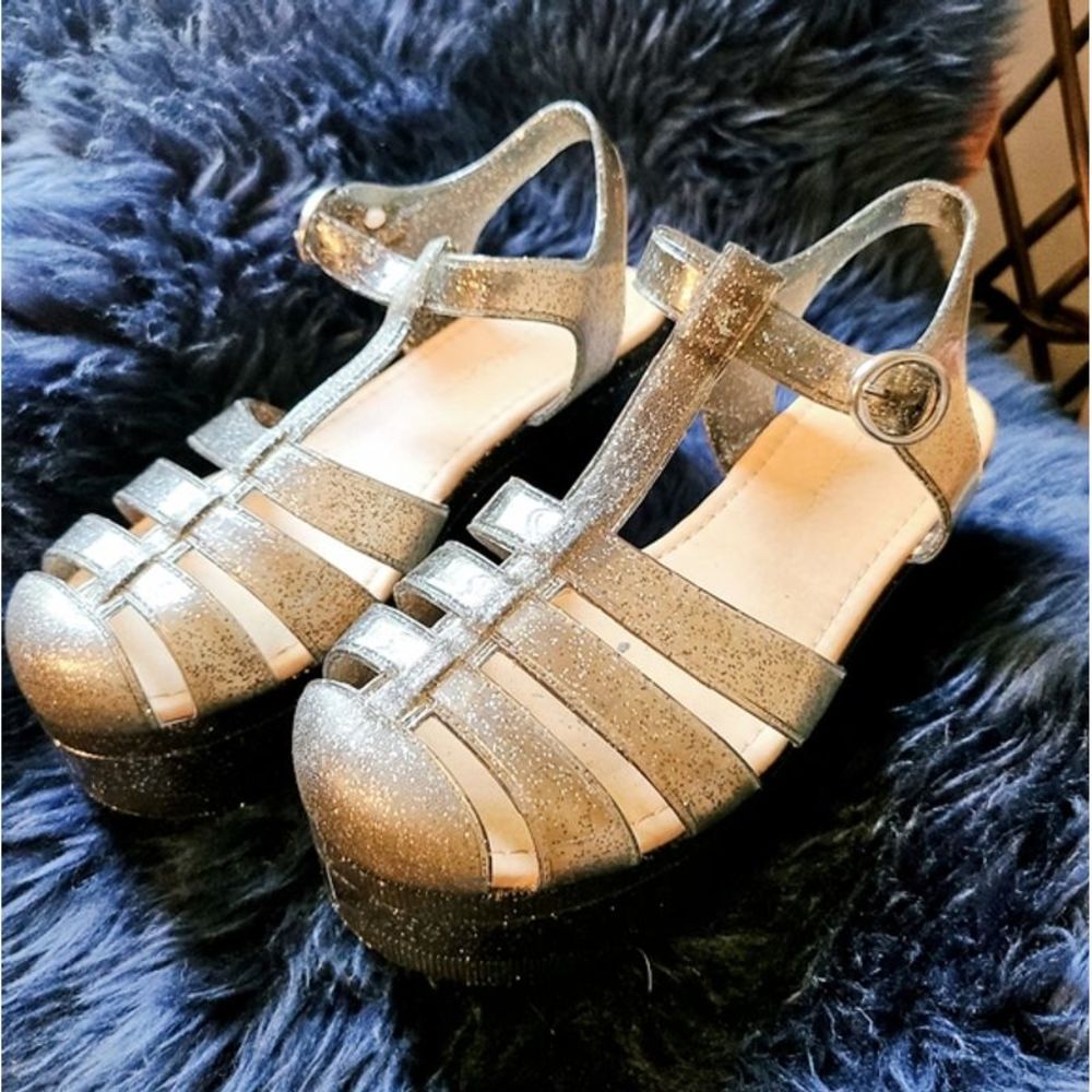 Platform Glitter Jelly Sandals